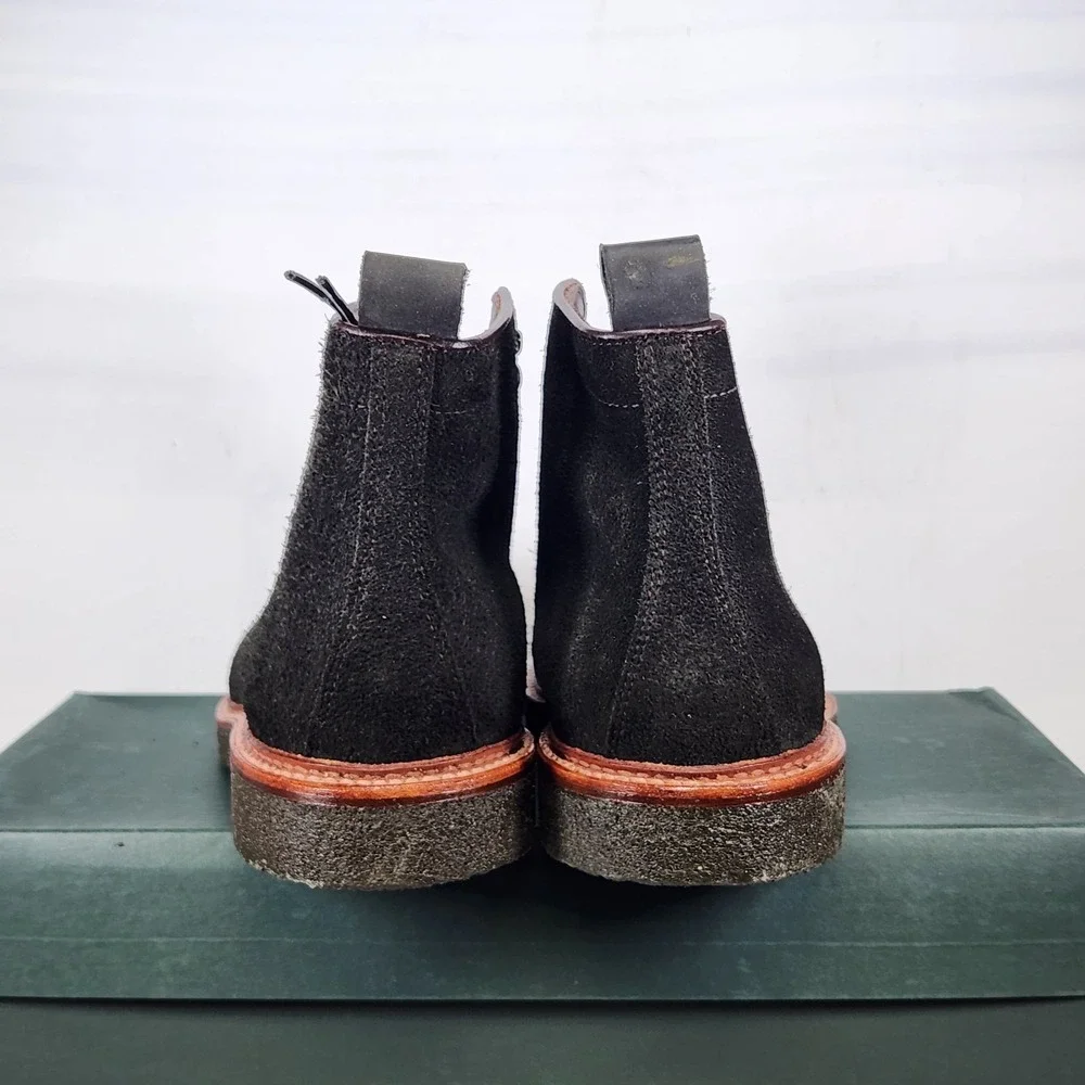 Alden Plain Toe Boot Mens Size 8.5 Black Reverse Earth Chamois D6839H